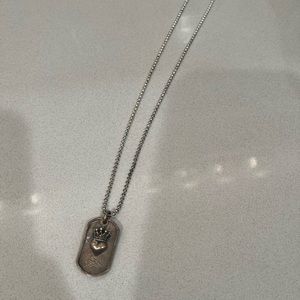 KING BABY STUDIO "Crowned Heart" Dog Tag with Ball Chain 21" .925 Silver